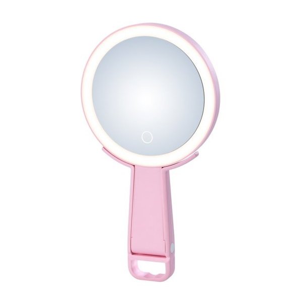 IMMAX LED kosmetické zrcátko SWEET Make up/ oboustranné/ 10x zvětšovací/ CCT/ stojánek na mobil/ růžové 09102L