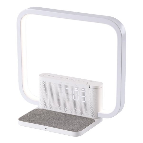IMMAX LED stolní lampička CRANE/ Qi nabíjení/ 18W/ budík/ 12V/1,5A/ 200lm/ bílá 08994L