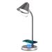 IMMAX LED stolní lampička FINCH/ Qi nabíjení/ 9W/ 12V/2A/ stmívatelná/ šedá + stříbrné prvky 08972L