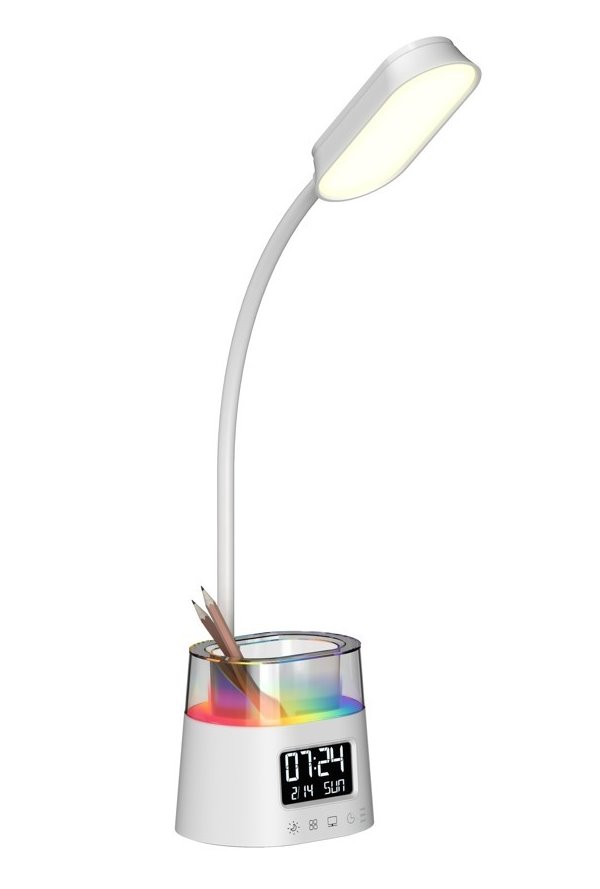 IMMAX LED stolní lampička FRESHMAN s RGB podsvícením/ 10W/ 350lm/ 5V/2A/ držák na tužky/ bílá 08980L