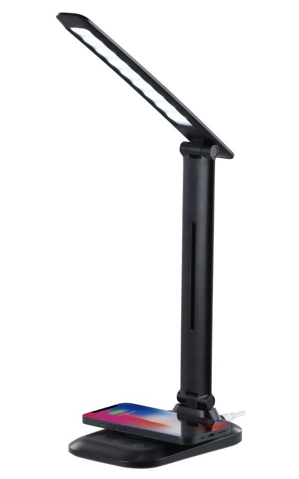 IMMAX LED stolní lampička LUMI/ Qi nabíjení/ 7W/ 300lm/ 12V/2A/ stmívatelná/ černá 09106L