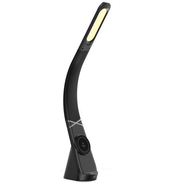IMMAX LED stolní lampička MAGIC/ magnetické Qi nabíjení/ ohebný krk/ 12,5W/ 9V/2,22A/ 320lm/ USB-C/ černá 09110L