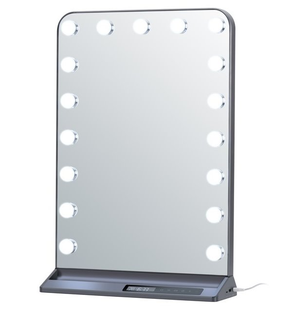 IMMAX LED zrcadlo HOLLYWOOD Make-up/ CCT/ LCD display/ USB C/A výstupy/ šedé 09101L