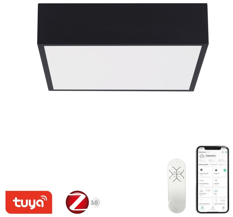 IMMAX NEO CANTO SLIM Smart stropní svítidlo 28x28cm 22W 1610lm černé Zigbee 3.0, TUYA 07237L
