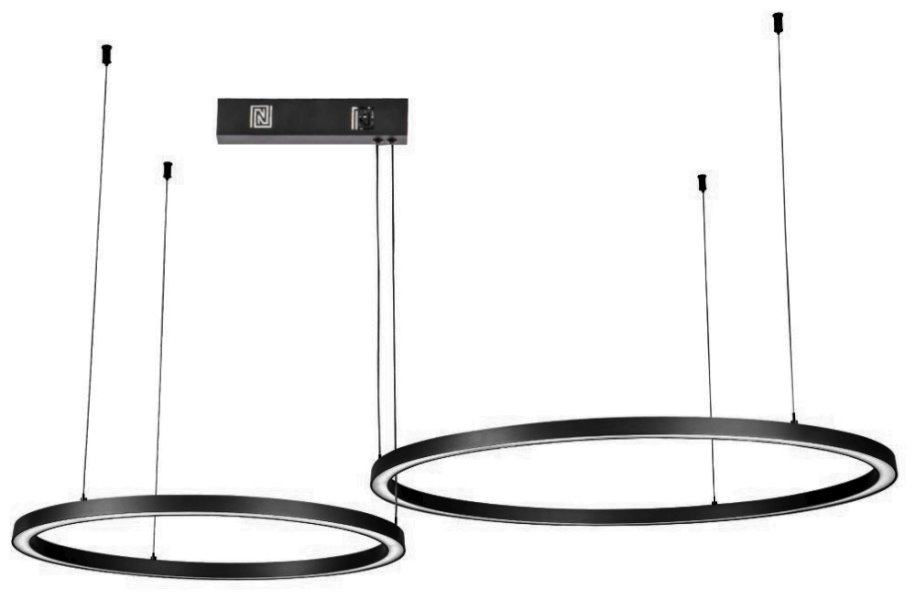 IMMAX NEO FINO NEW SMART závěsné svítidlo 2 kruhy, 60+80cm, 93W, černé, Zigbee 3.0, TUYA 07216L