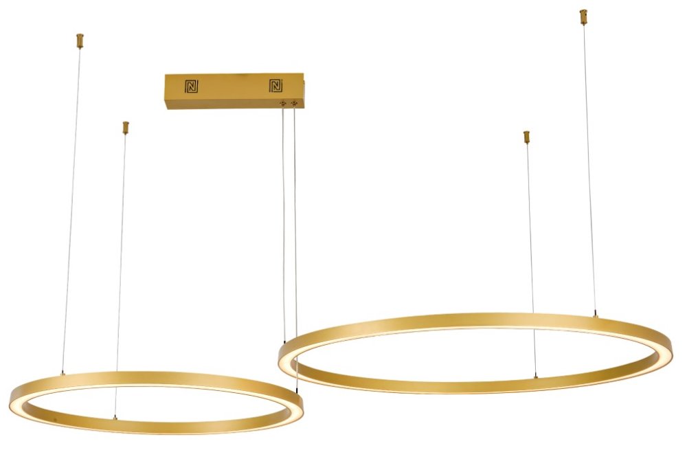 IMMAX NEO FINO NEW SMART závěsné svítidlo 2 kruhy, 60+80cm, 93W zlaté, Zigbee 3.0, TUYA 07218L