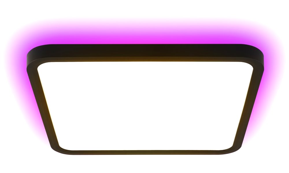 IMMAX NEO LITE TUDO SMART stropní svítidlo s RGB podsvícením 40x40cm, 50W Wi-Fi černá, TUYA 07167-B40