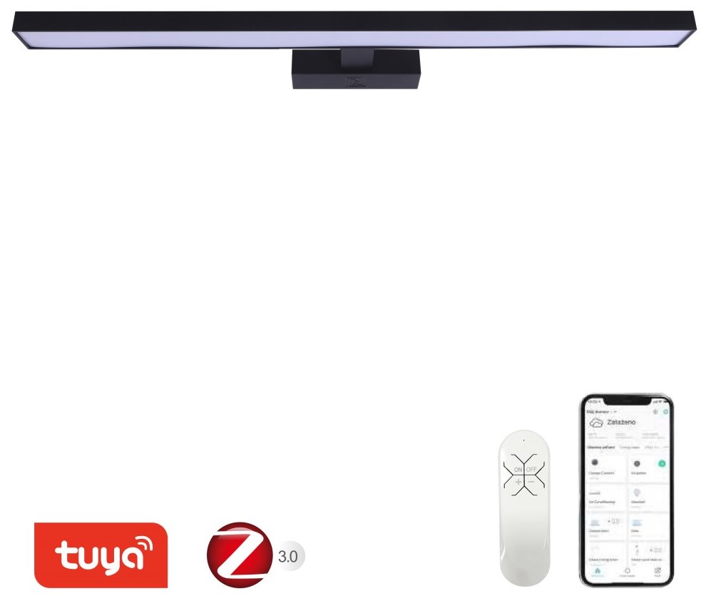 IMMAX NEO PINNA Smart nástěnné 80cm 34W 2378lm černé Zigbee 3.0, TUYA 07229L