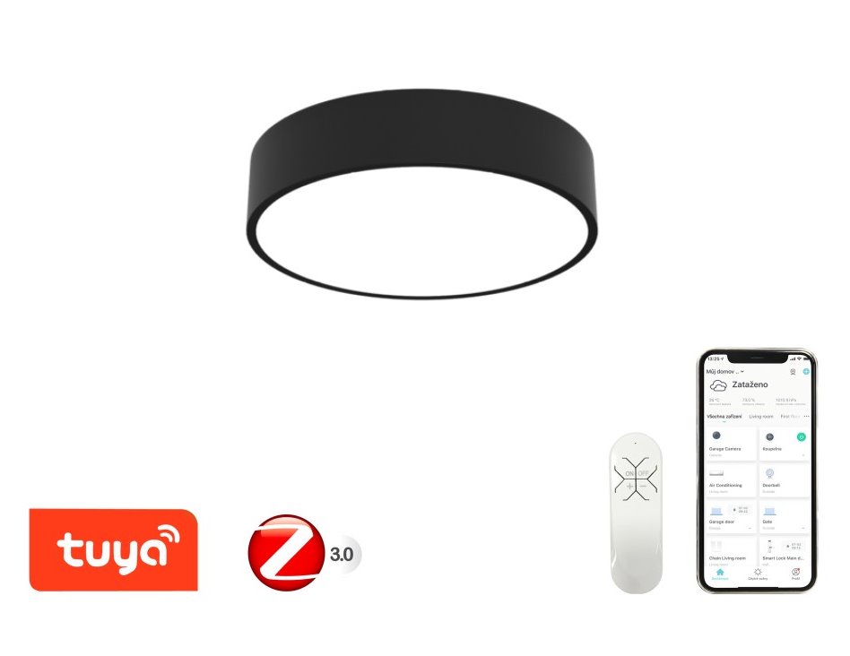 IMMAX NEO RONDATE SLIM Smart stropní svítidlo 40 x 7cm 28W černé Zigbee 3.0, TUYA 07201L