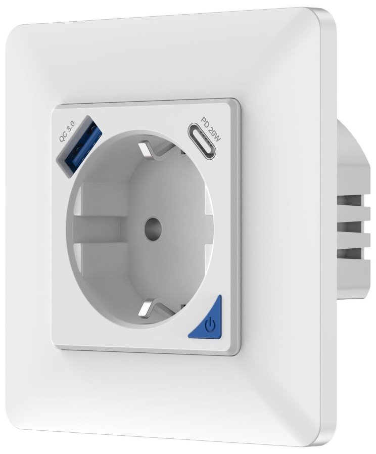 IMMAX NEO SMART chytrá vnitřní zásuvka bez kolíku (typ F)/ 16A/ 1x USB/ 1x USB-C/ PD 20W/ Zigbee/ LIDL/ TUYA 07801L