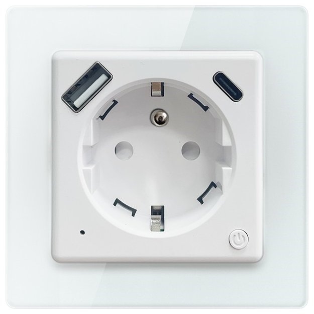 IMMAX NEO SMART chytrá vnitřní zásuvka Nexa s kolíkem (typ E)/ 16A/ 1x USB/ 1x USB-C/ PD 20W/ Wi-Fi/ LIDL/ TUYA 07544L