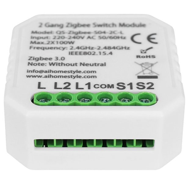 IMMAX NEO SMART kontroler (L) V4 2-tlačítkový Zigbee 3.0, TUYA 07517L