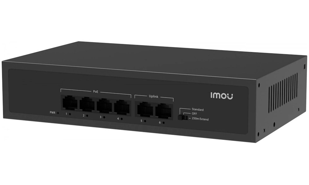Imou switch SF106P/ 4x 10/100 M PoE port/ 2x 10/100M Uplink port/ IEEE 802.3af/at/ 1.2Gbps/ černý SF106P-45-imou