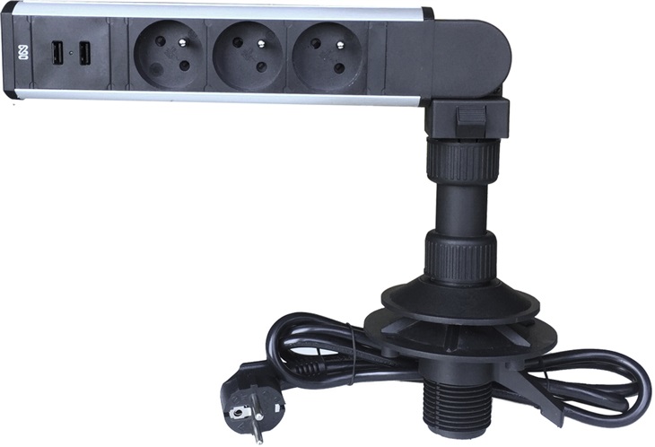 IN Otočná lišta, 3 zásuvky + 2 USB 8595685530086