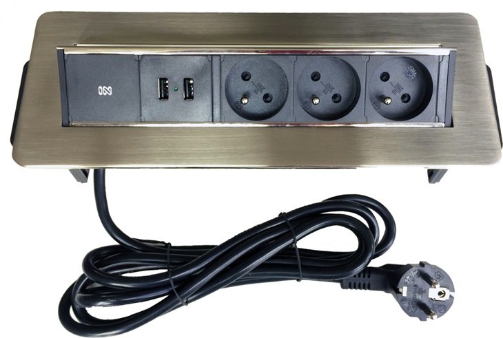 IN Výklopná lišta, 3 zásuvky + 2 USB 8595685530109