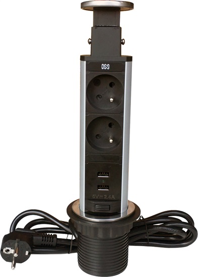 IN Výsuvná lišta, 2 zásuvky + 2 USB 8595685530062