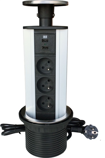 IN Výsuvná lišta, 3 zásuvky + 2 USB 8595685530017