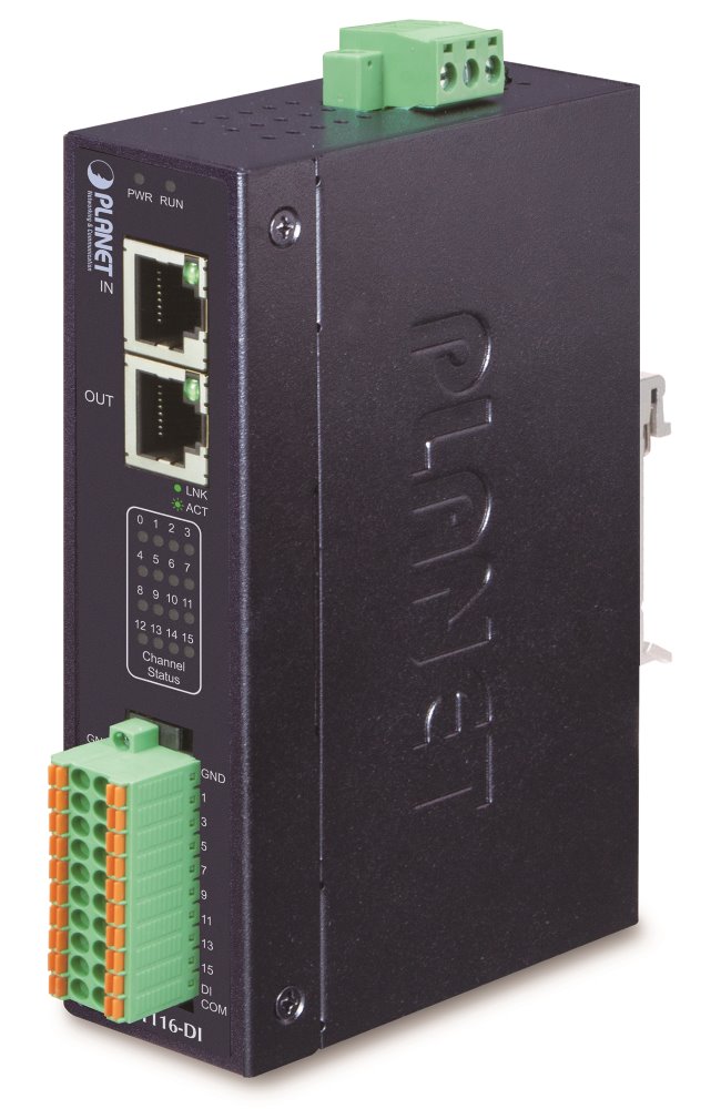 Industrial EtherCAT Slave I/O Module with Isolated 16-ch Digital Input (-40 to 75 C, 9~48V DC, 2 x RJ45 bus IECS-1116-DI