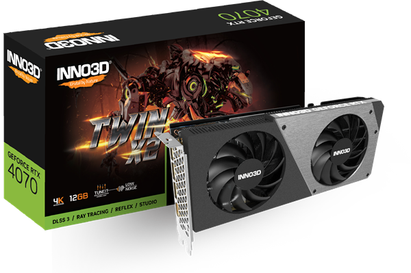 INNO3D GeForce RTX 4070 Twin X2 12GB/192bit, GDDR6X, HDMI, 3xDP N40702-126X-185252N