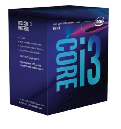 Intel Core i3 8100 - 3.6 GHz - 4 jádra - 4 vlákna - 6 MB vyrovnávací paměť - LGA1151 Socket - Box BX80684I38100