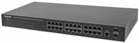Intellinet 24-Port PoE Web-Managed Gigabit Switch with 2 SFP Ports (180 W), 24 PoE+/PoE ports 802.3at/af 560559