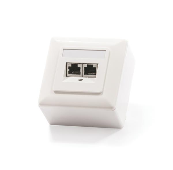INTELLINET Zásuvka 2port na omietku. 45°, FTP Cat5E- biela 408332 (11193)