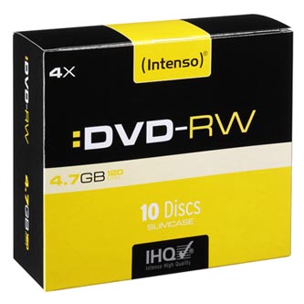 Intenso DVD-RW, 4201632, 10-pack, 4.7GB, 4x, 12cm, Standard, slim case, rewritable, pre archiváciu