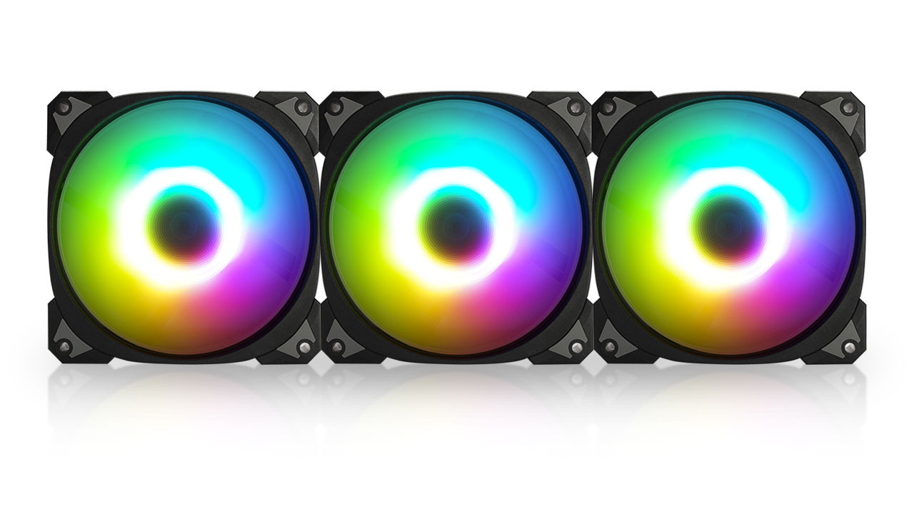 InWin Case fan Neptune AN120, 120mm, ARGB, Black (Triple pack+ Extension cables) IW-FN-AN120-3PK