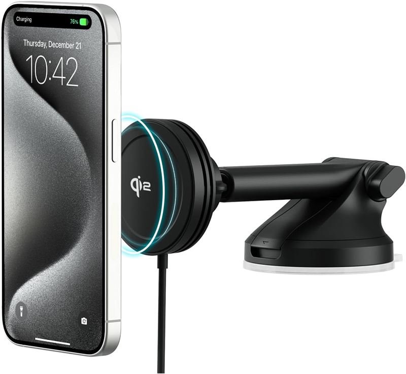 iOttie Velox Mini Qi2 Wireless Dash & Windshield Mount - Black VLXWCG213