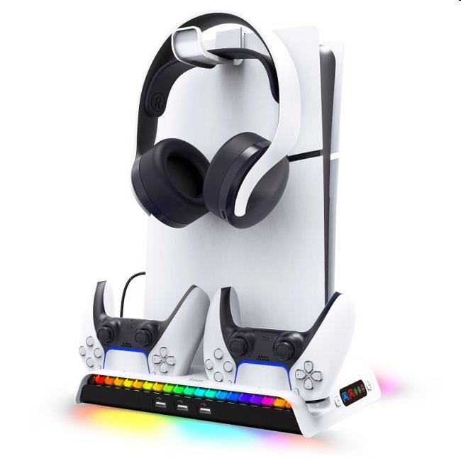 iPega PlayStation 5 Slim, Dualsense, Pulse 3D RGB dock w/ cooling, white PG-P5S006