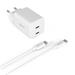 iStores by Epico Ultraboost GaN 45W sieťový adaptér EA45 s 1,2 m USB-C na USB-C kablom - biela 9915101100219