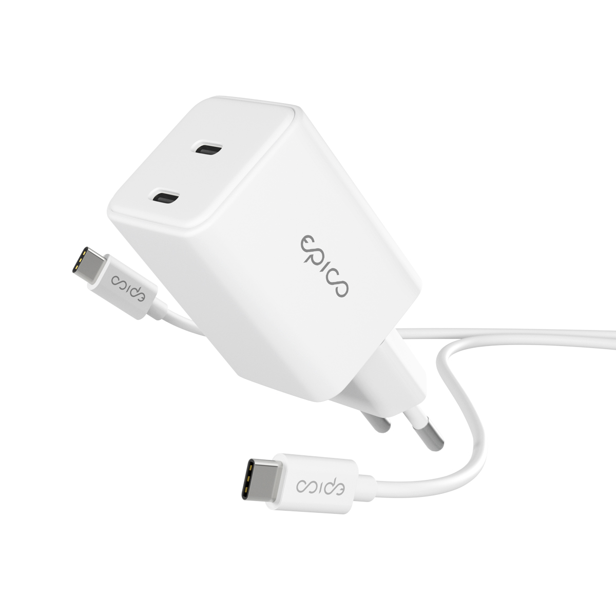 iStores by Epico Ultraboost GaN 45W sieťový adaptér EA45 s 1,2 m USB-C na USB-C kablom - biela 9915101100219