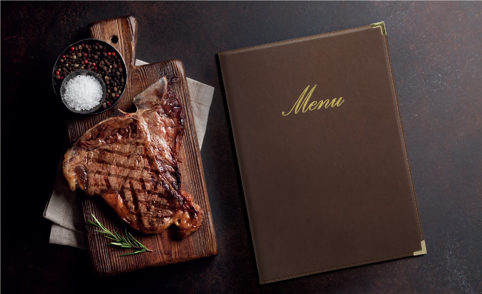 Jedálny lístok Securit CLASSIC RANGE A4, 4 strany, Brown MC-CRA4-BR