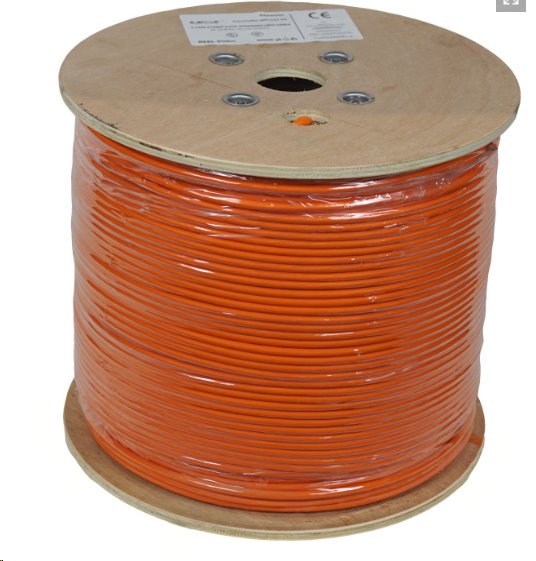 Kabel Cat 6A S/FTP LSOH lanko (Dca) 27 AWG 500m oranžový KLEXI66A904H