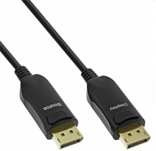 Kábel DisplayPort M/M 15m, 8K@60Hz UHD v1.4, AOC, 32.4Gbit/s, čierny, pozl.konektor In17215I