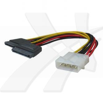 Kábel k hardisku S-ata napájecí, DC 5,25" M- DC SATA 2x M, 0.2m, rozdvojka, color, Logo