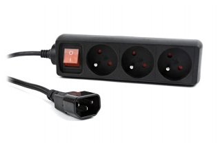 kábel napájací C14 - 3x zásuvka s vypínačom, 0,75mm2, 0,6m, CABLEXPERT EG-PSU3F-01