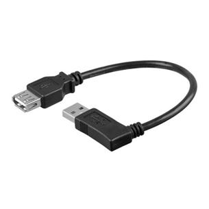 Kábel USB 2.0 A-A M/F 0.15m, čierny, 90°, Wentronic