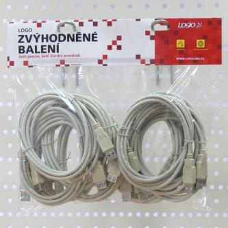 Kábel USB (2.0), USB A M- USB A F, 1.8m, čierny, Logo, cena za 1 kus 36482