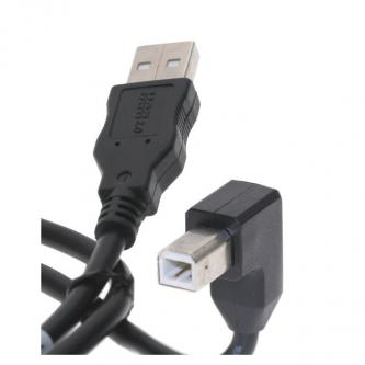 Kábel USB (2.0), USB A M- USB B M, 2m, lomený 90°, čierny KU020AB2L1
