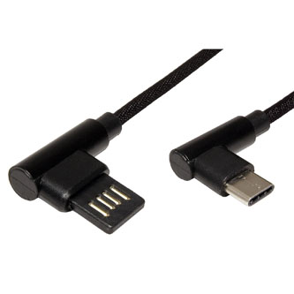 Kábel USB (2.0), USB A M- USB C M, 0.8m, guľatý, čierny, plastic bag, lomené konektory (90°) KUAHXTX08B01