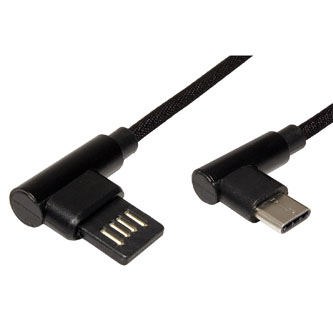 Kábel USB (2.0), USB A M- USB C M, 3m, guľatý, čierny, plastic bag, lomené konektory (90°) KUAHXTX30B01
