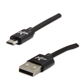 Kábel USB (2.0), USB A M- USB micro B M, 1m, 480 Mb/s, 5V/2A, čierny, Logo, box, nylónové opletenie