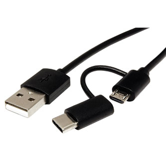 Kábel USB (2.0), USB A M- USB micro B M, 1m, guľatý, čierny, plastic bag KUCMXTX10B01