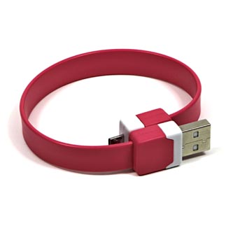 Kábel USB (2.0), USB A M- USB micro M, 0.25m, ružový, Logo, blistr, náramok KUAMXJS03UQL