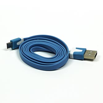 Kábel USB (2.0), USB A M- USB micro M, 1m, plochý, modrý KUAKXJS10C01