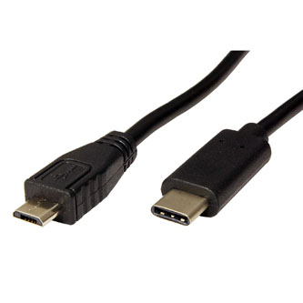 Kábel USB (2.0), USB micro B (2.0) M- USB C M, 0.6m, guľatý, čierny, plastic bag KUBHXTX06B01