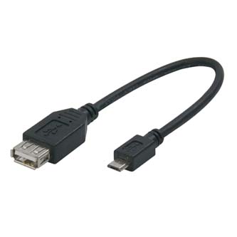 Kábel USB (2.0), USB micro M- USB A F, 0.2m, čierny KVU4101N01