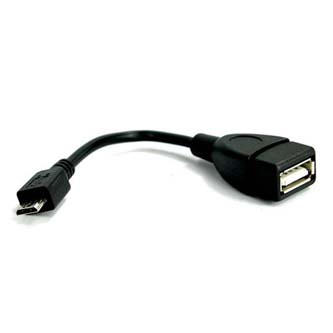 Kábel USB (2.0), USB micro OTG M- USB A OTG F, 0.15m, čierny, Logo