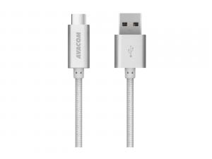 Kábel USB (3.0), USB A M- USB C, 1m, strieborný, Avacom, blistr DCUS-TPC-100S